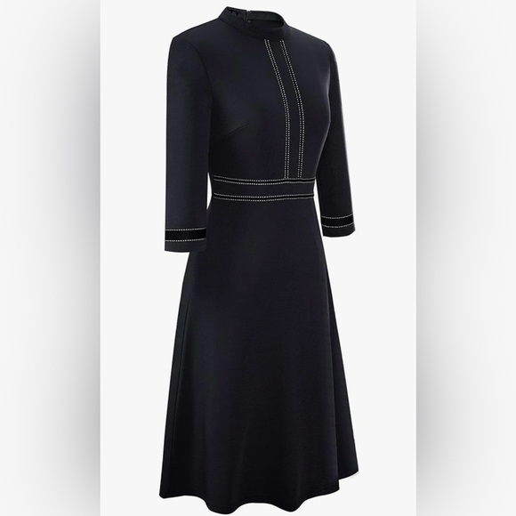 HOMEYEE Women's Chic Crew Neck 3/4 Sleeve Party Homecoming Aline Dress A135 - Picture 2 of 6